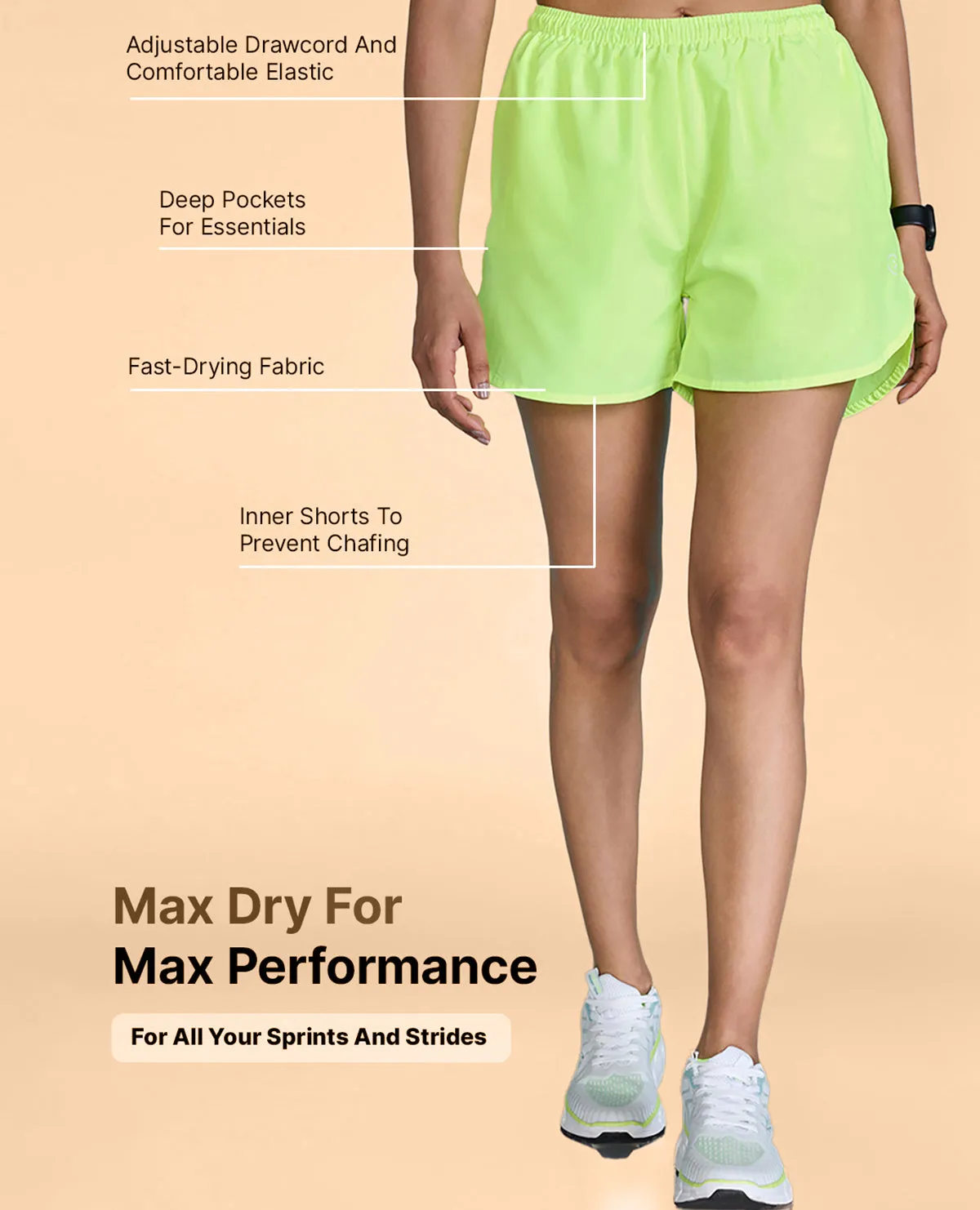 Women Running Stride Sports Shorts