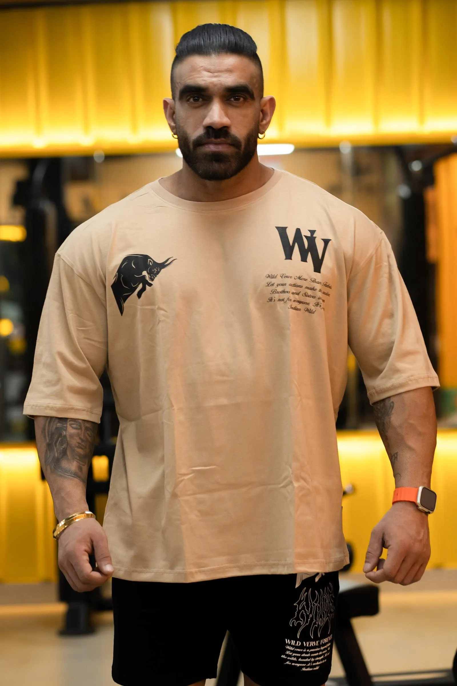 WV STAND UP "PREMIUM VINTAGE" Oversized T-shirt (BEIGE)