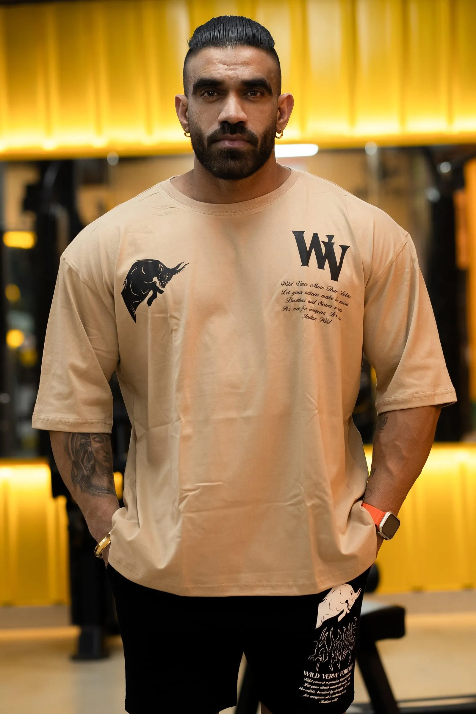 WV STAND UP "PREMIUM VINTAGE" Oversized T-shirt (BEIGE)